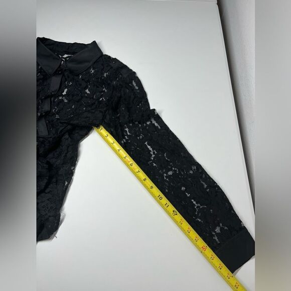 IKKS Bohemian Lace Black Button Down Blouse Shirt Size 42 EU/ M US - Picture 10 of 11